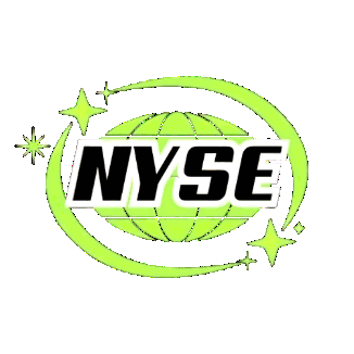 Animated NYSE globe logo with sparkles.